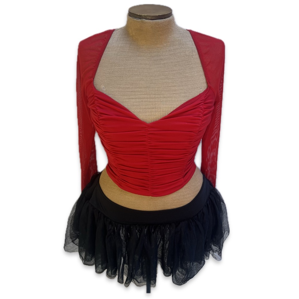 ❤️ Fiery Red Mesh Crop Top ❤️